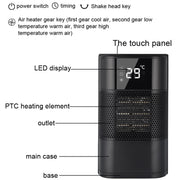 N8 Table Air Heater Indoor Quick Heat Energy Saving Electric Heater,  Specification: EU Plug(Black)