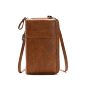 Lady Purse Shoulder Crossbody Bag Multi-functional Mobile Phone Bag(Brown)