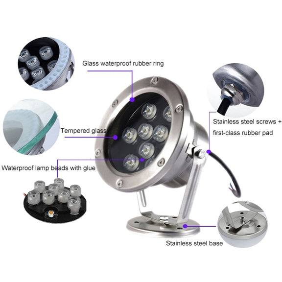 LED Underwater Light Pool Fish Pond Fountain Water-resistant Landscape Light 3W(7 Colors)