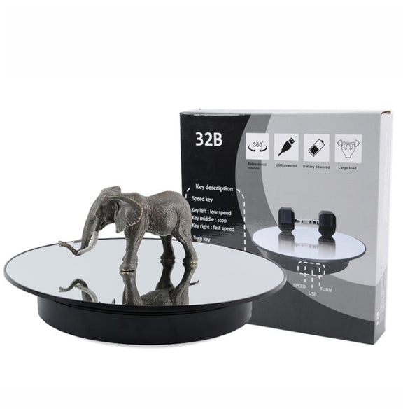 32cm Electric Turntable for Photography With Speed Direction Adjustment, Color: White Mirror