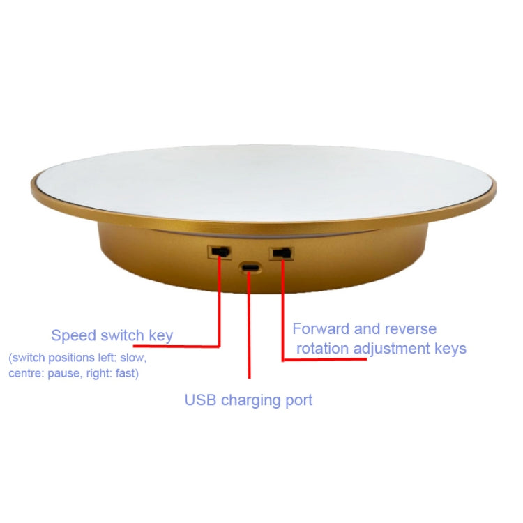 32cm Electric Turntable for Photography With Speed Direction Adjustment, Color: White Mirror