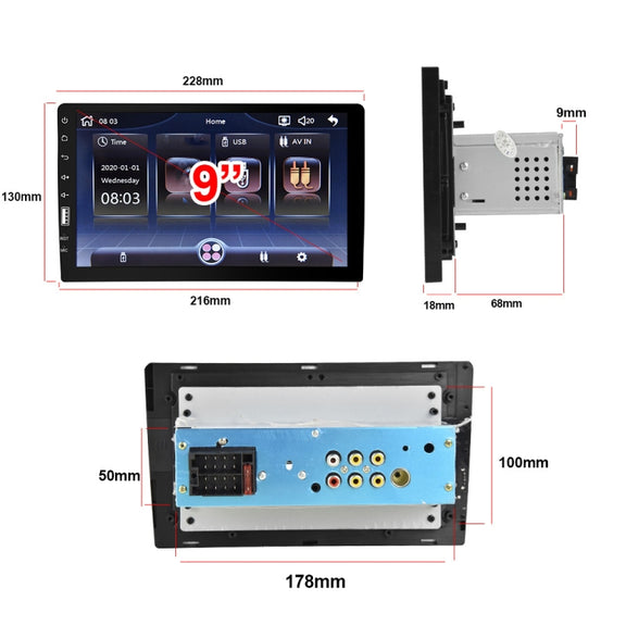 Q3570 9 inch Carplay Single Spindle MP5 Player, Style: Standard