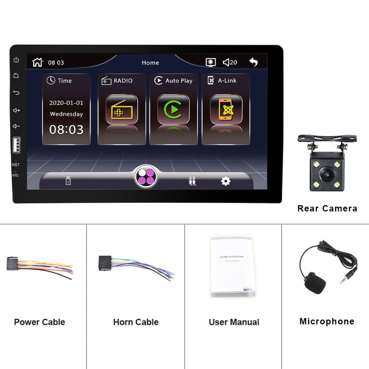 Q3570 9 inch Carplay Single Spindle MP5 Player, Style: Standard+4 Light Camera