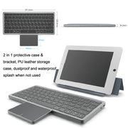 KF8700 78 Keys Hidden Touchpad Portable Tablet Computer Wireless Bluetooth Keypad With PU Leather(Black)
