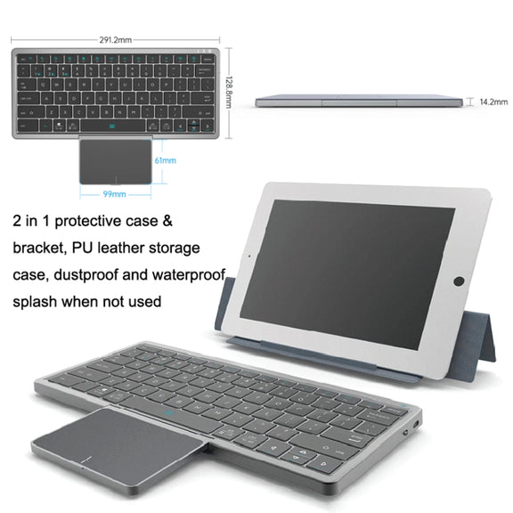 KF8700 78 Keys Hidden Touchpad Portable Tablet Computer Wireless Bluetooth Keypad With PU Leather(Pink)