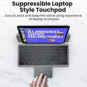 KF8700 78 Keys Hidden Touchpad Portable Tablet Computer Wireless Bluetooth Keypad With PU Leather(Black)