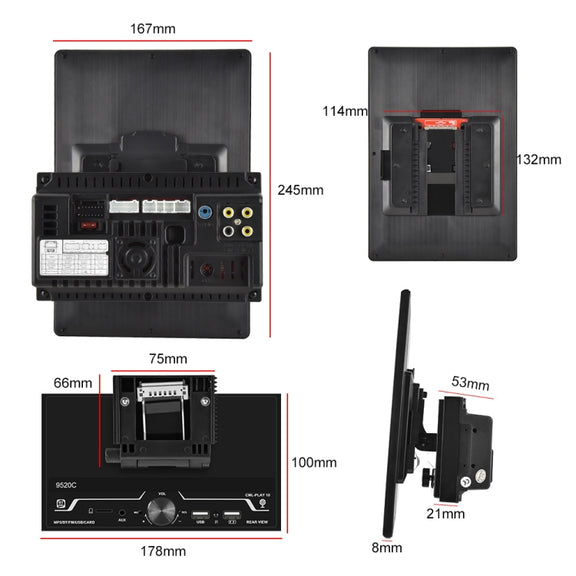 9520C Double Spindle 9.5 inch Vertical Screen Car MP5 Player, Style: Standard