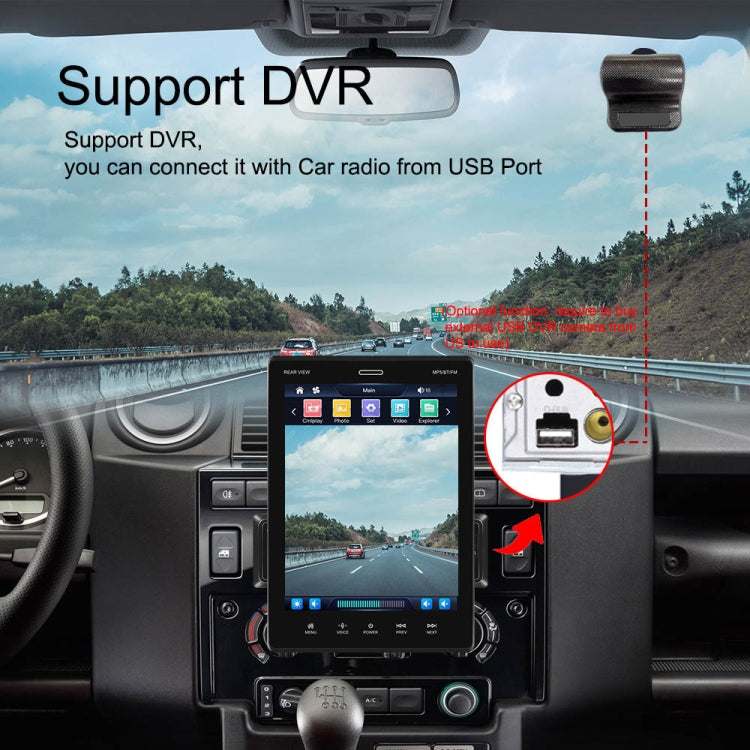 C800 9.5 Inch MP5 Single Butt Carplay Player, Style: Standard+8 Light Camera