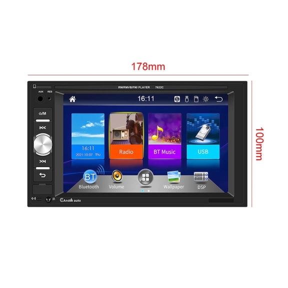 7622C 6.2 inch Dual Spindle HD Car Universal MP5 Carplay Player, Style: Standard+4 Light Camera