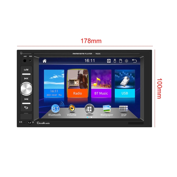 7622C 6.2 inch Dual Spindle HD Car Universal MP5 Carplay Player, Style: Standard+8 Light Camera