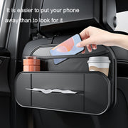 Car Seat Rear Leather Multi-function Convenient Storage Bag(Black)