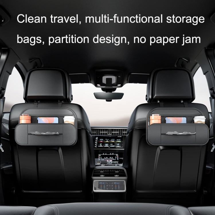 Car Seat Rear Leather Multi-function Convenient Storage Bag(Black)