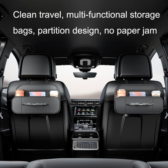 Car Seat Rear Leather Multi-function Convenient Storage Bag(Black)