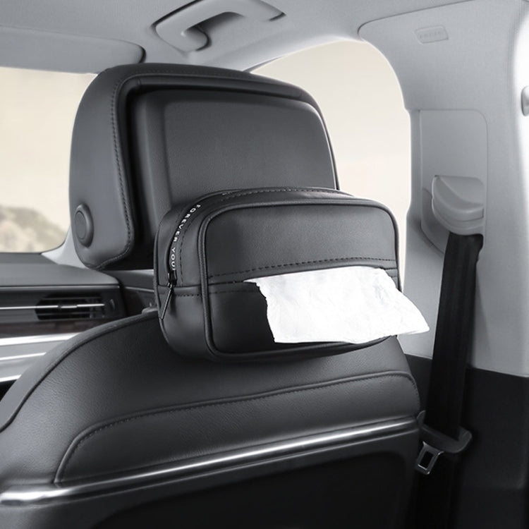 Multifunctional Car Chair Back Hanging Tissue Box(Black)