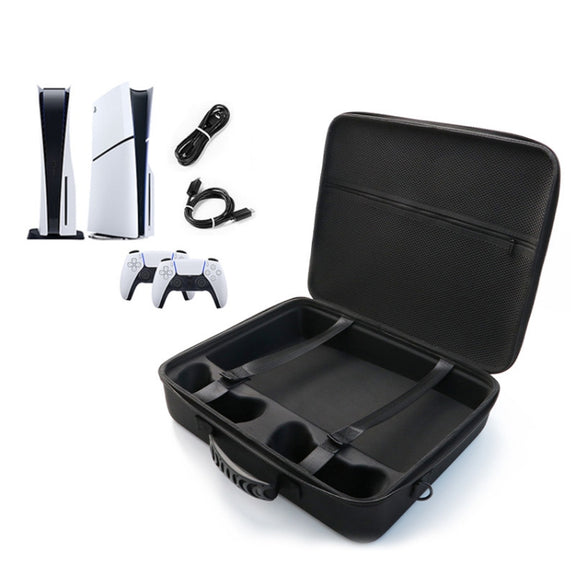 For PS5 Slim Game Console EVA Storage Bag Handbag Carrying Case(1959 Black)