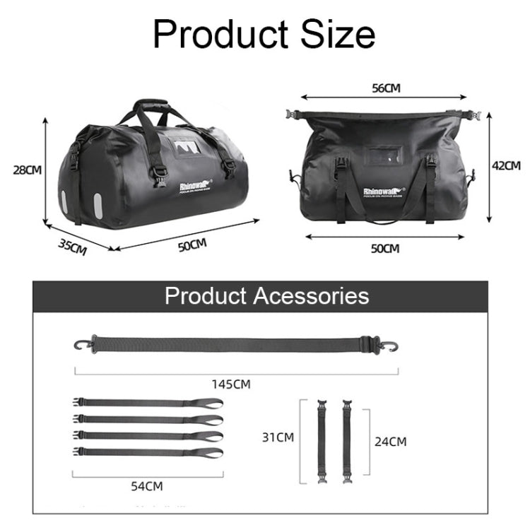 Rhinowalk MT20450 45L Large Capacity Portable Water-resistant Motorcycle Tail Bag(Black)