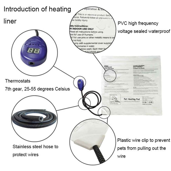 40x30cm Red 12V Low Voltage Multifunctional Warm Pet Heating Pad Pet Electric Blanket(EU Plug)