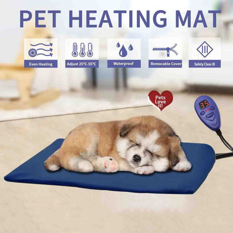 65x40cm Blue 12V Low Voltage Multifunctional Warm Pet Heating Pad Pet Electric Blanket(US Plug)