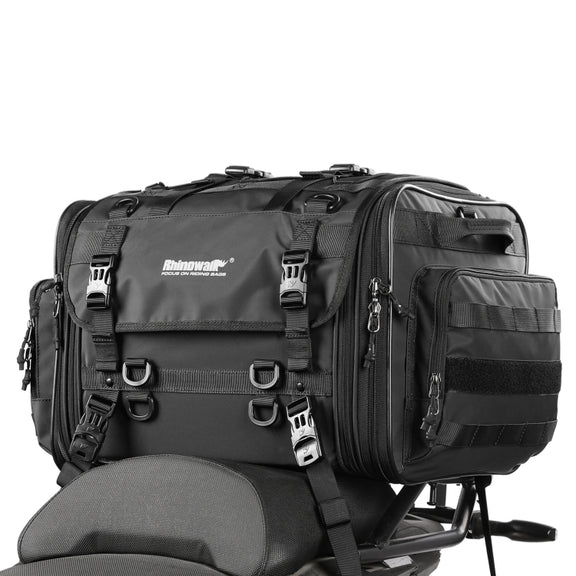 Rhinowalk MT4060 Large-capacity Foldable Expandable Tail Bag for Motorcycle Riding with Rain Cover(Black)