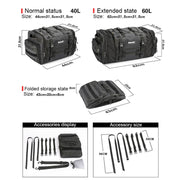 Rhinowalk MT4060 Large-capacity Foldable Expandable Tail Bag for Motorcycle Riding with Rain Cover(Black)