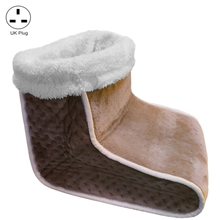 Plug-in High-top Electric Foot Warmer Heated Foot Warmer Boots UK Plug 240V(Brown)