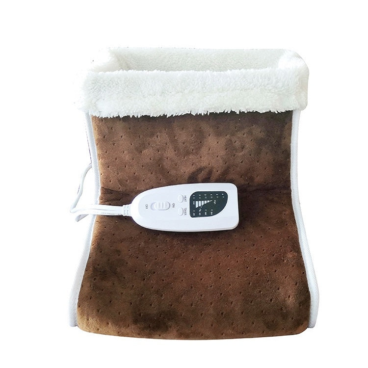 Plug-in High-top Electric Foot Warmer Heated Foot Warmer Boots US Plug 120V(Brown)