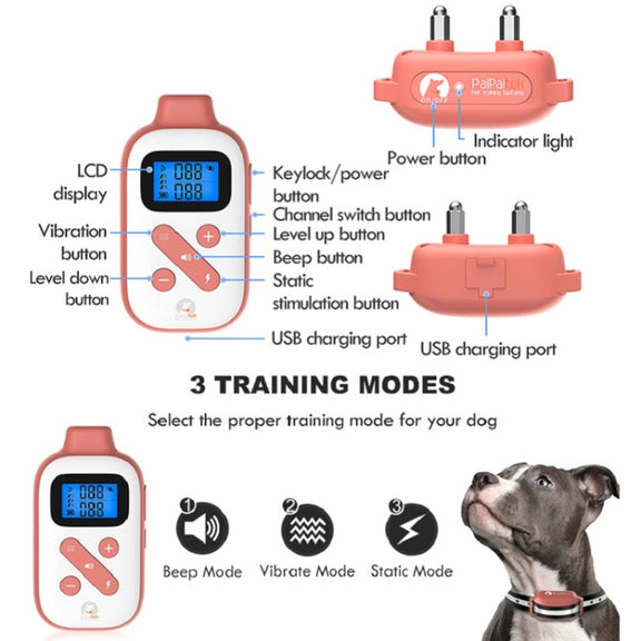 PaiPaitek PD523 1000m Remote Control Rechargeable Water-resistant Dog Trainer