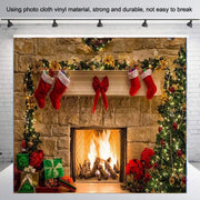 Christmas Layout Fireplace Photography Background Cloth(Yellow)