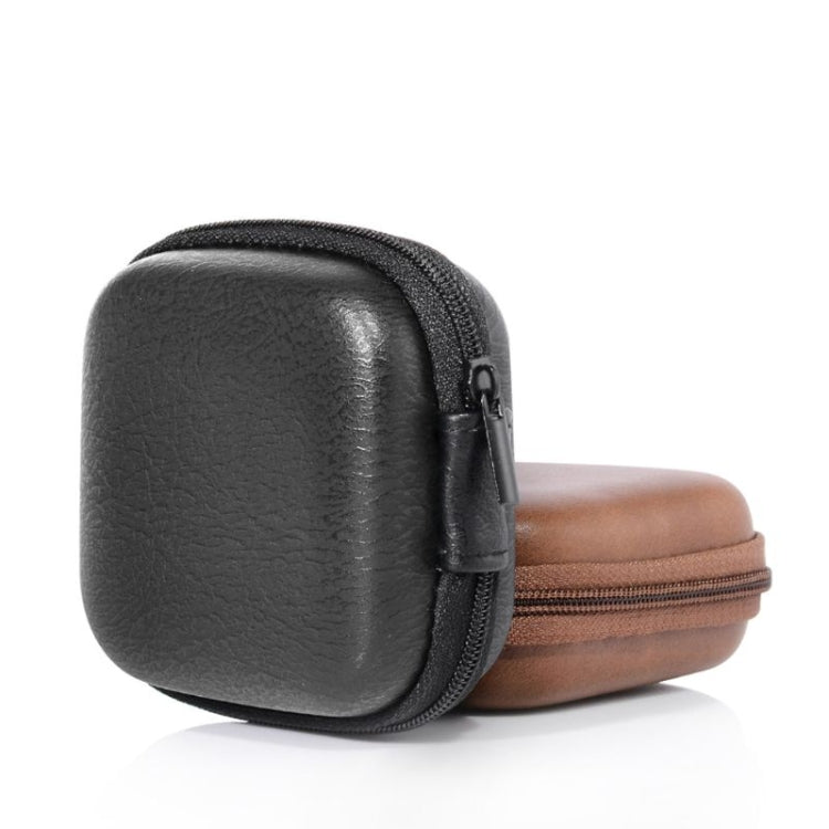 Retro Leather USB Data Cable Storage Bag Earphone Headset Case Pouch Box(Brown)