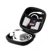 Retro Leather USB Data Cable Storage Bag Earphone Headset Case Pouch Box(Brown)