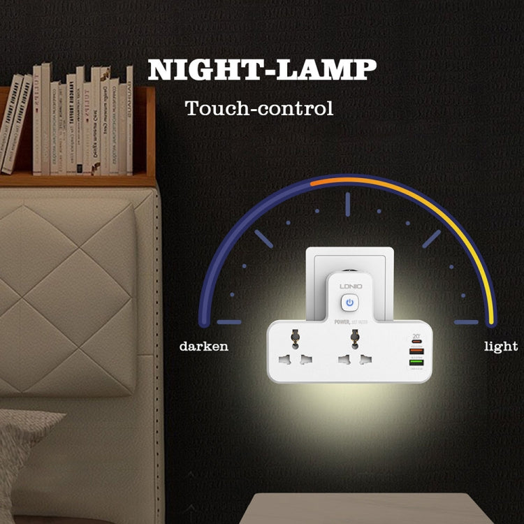LDNIO SC2311 20W PD+QC 3.0 Multifunctional Home Fast Charging Socket with Night Light, Spec: EU Plug