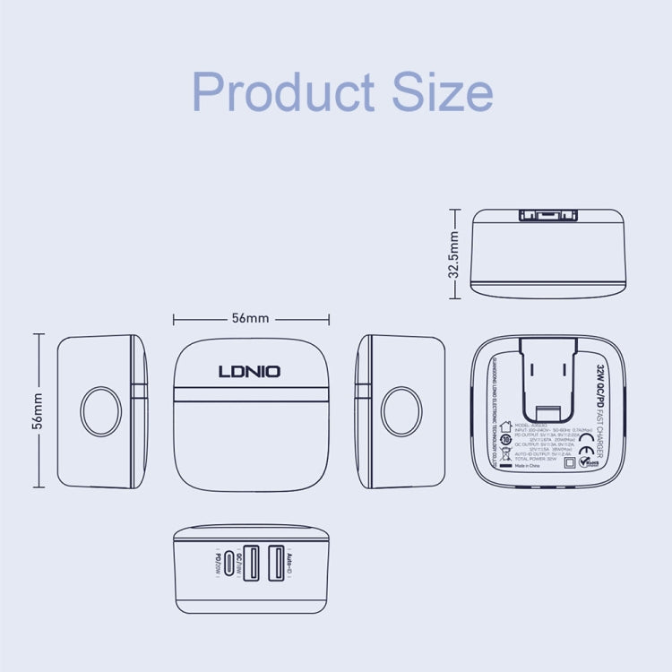 LDNIO A3513Q 32W QC3.0 3 USB Ports Phone Adapter UK Plug with 8 Pin Cable