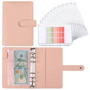 A6 Macaron Notebook PU Loose-leaf Cash Budget Handbook(Pink)