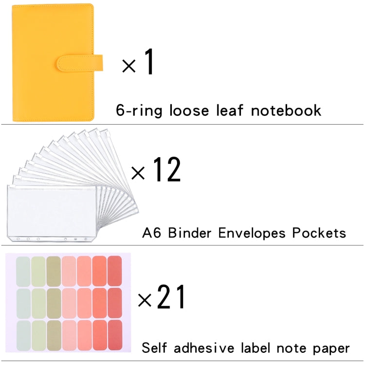 A6 Macaron Notebook PU Loose-leaf Cash Budget Handbook(Black)