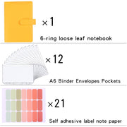 A6 Macaron Notebook PU Loose-leaf Cash Budget Handbook(Yellow)