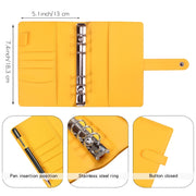 A6 Macaron Notebook PU Loose-leaf Cash Budget Handbook(Yellow)