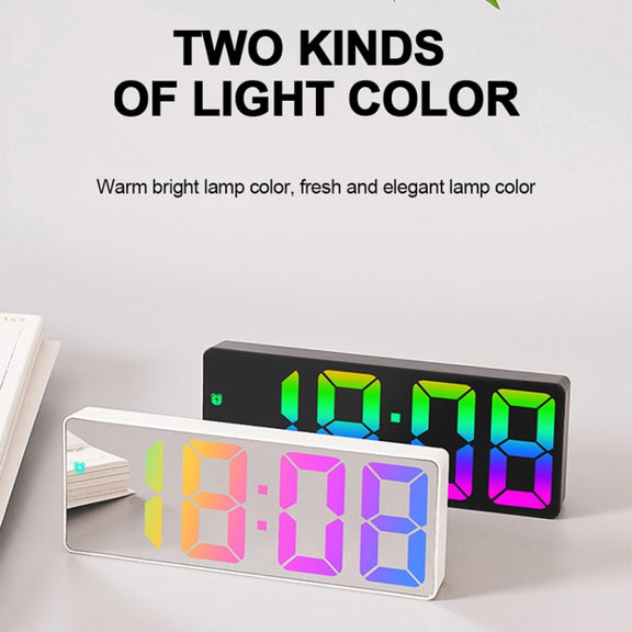 Colorful Fonts LED Electronic Alarm Clock Large Screen Clock(8009D  White Shell)