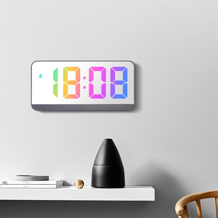 Colorful Fonts LED Electronic Alarm Clock Large Screen Clock(8009D Gray Shell)