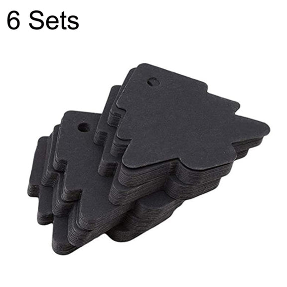 6 Sets DIY Christmas Tree Elevator Retro Card Labels Wedding Party Process Clip Stickers(Black)