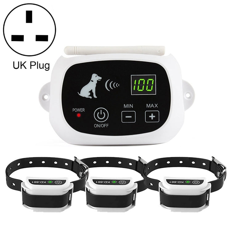 KD-661 500m Wireless Electric Dog Pet Fence Shock Collar,Spec: For Three Dog(UK Plug)