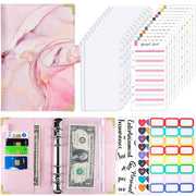 A6 Leather Loose-leaf Budget Book Handbook Notepad(Pink)