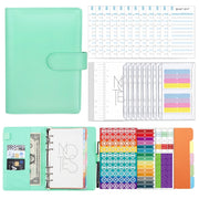 A6 Macaron PU Leather Loose-leaf Notebook Cash Budget Handbook(Green)