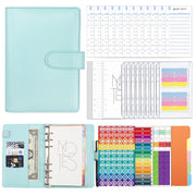 A6 Macaron PU Leather Loose-leaf Notebook Cash Budget Handbook(Blue)