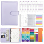 A6 Macaron PU Leather Loose-leaf Notebook Cash Budget Handbook(Purple)