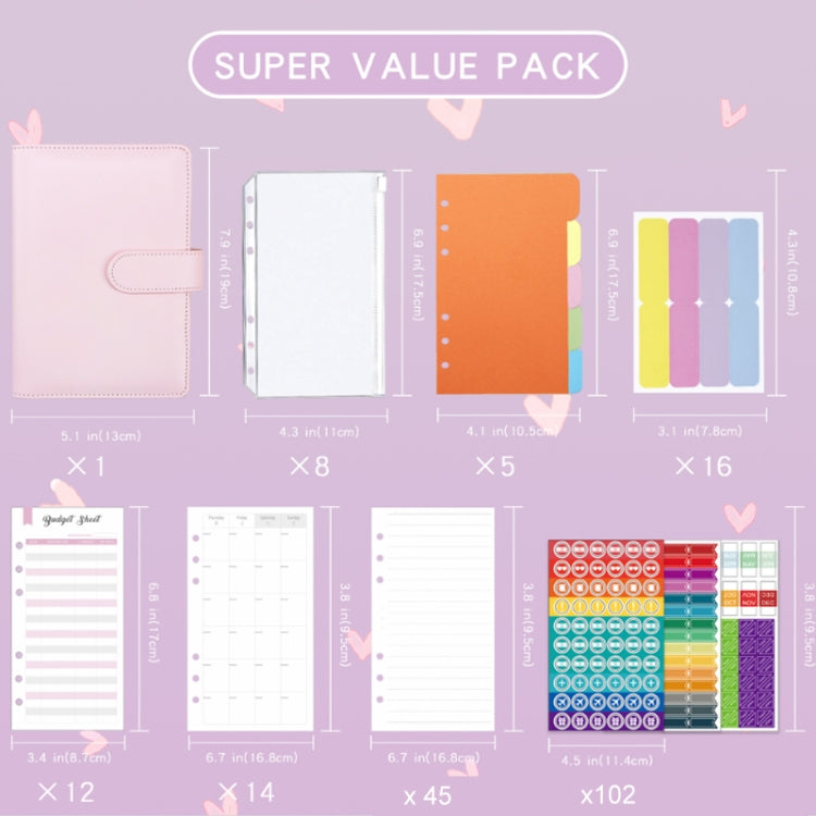 A6 Macaron PU Leather Loose-leaf Notebook Cash Budget Handbook(Blue)