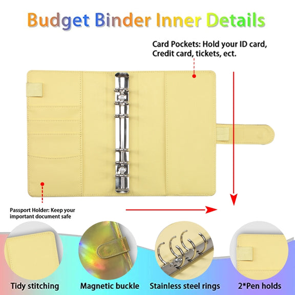 A6 Dazzling Color Loose-leaf Handbook Laser Macaroon PU Cash Budget Book(Blue)