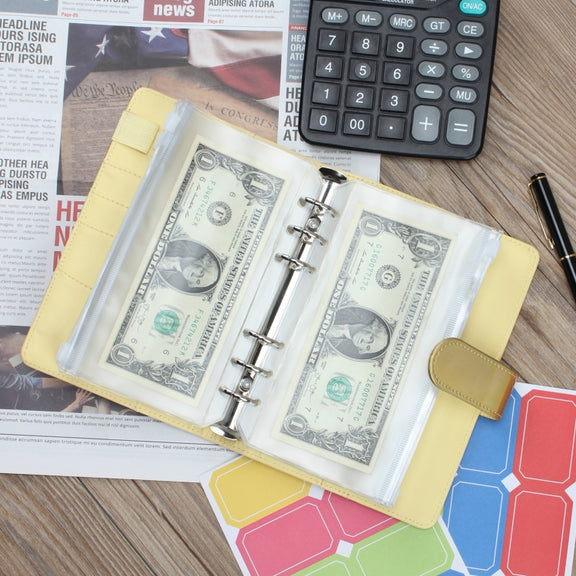 A6 Dazzling Color Loose-leaf Handbook Laser Macaroon PU Cash Budget Book(Blue)