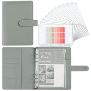 A5 Macaron Notebook PU Loose-leaf Cash Budget Handbook(Gray)