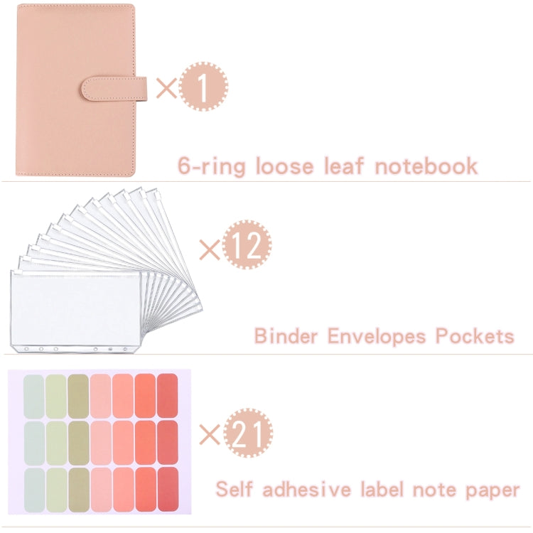 A5 Macaron Notebook PU Loose-leaf Cash Budget Handbook(Gray)
