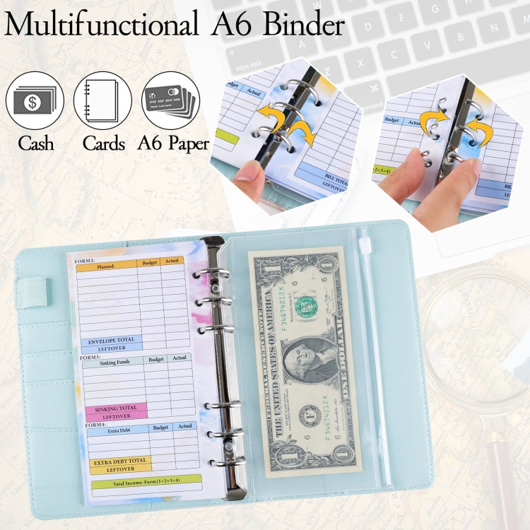 A6 Gradient Macaroon Loose-leaf Handbook Cash Budget Book(Yellow Pink Purple)